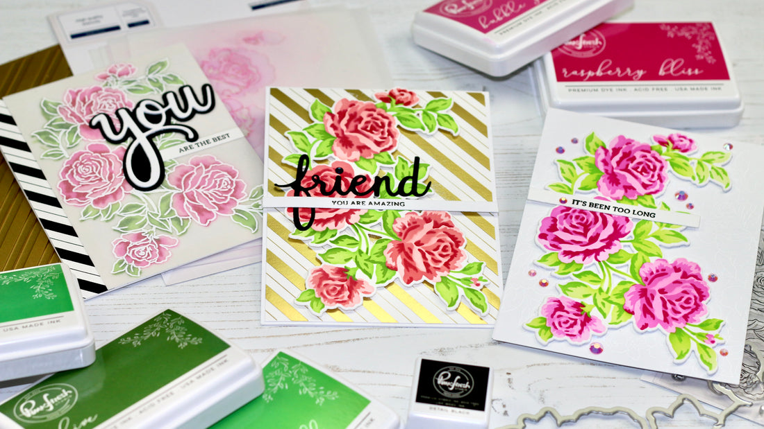 Garden Roses cards three ways