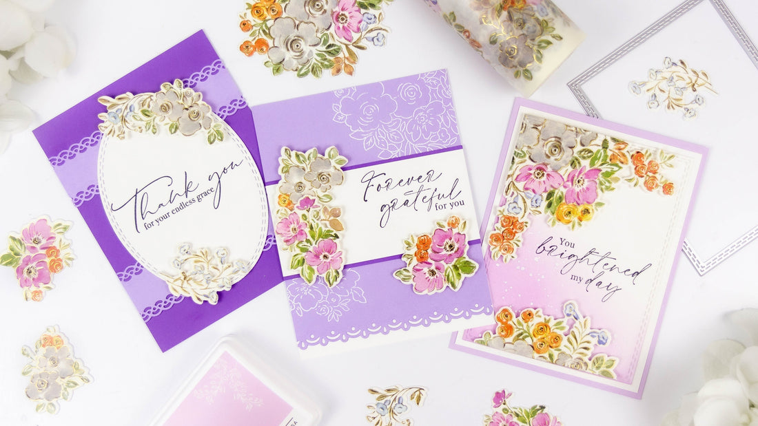 Simple Monochromatic Cards with Blooming Grace Washi Tape | Rachel Alvarado