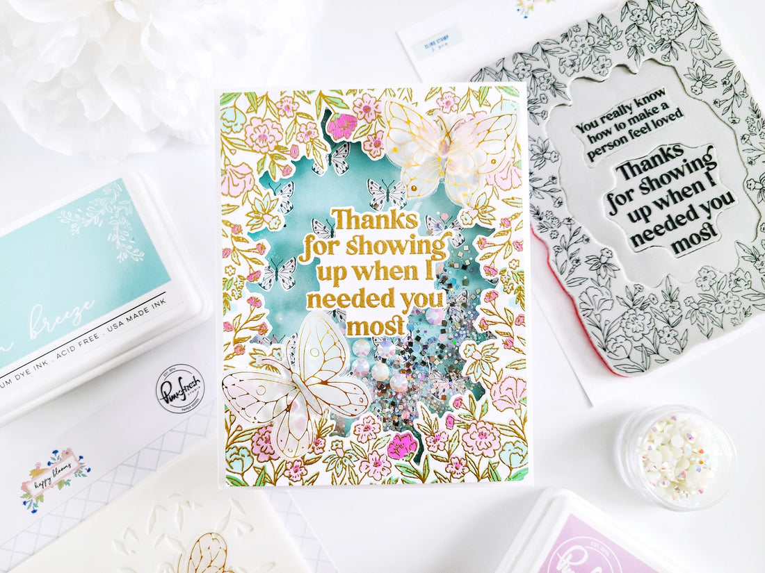 Happy Blooms Frame/Shaker Card┃Yasmin Diaz