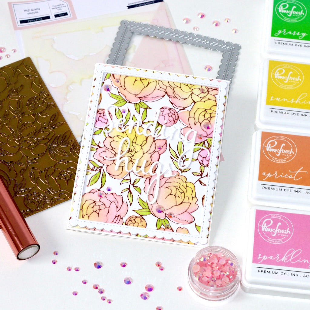 Peony Print hot foil – Pinkfresh Studio